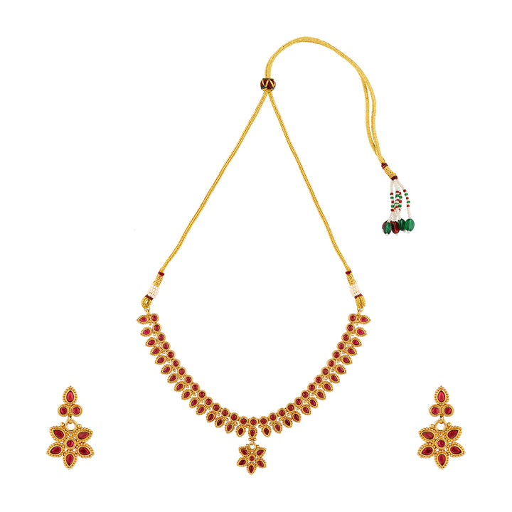 Teejh Ritvika Ruby Gold Necklace Set