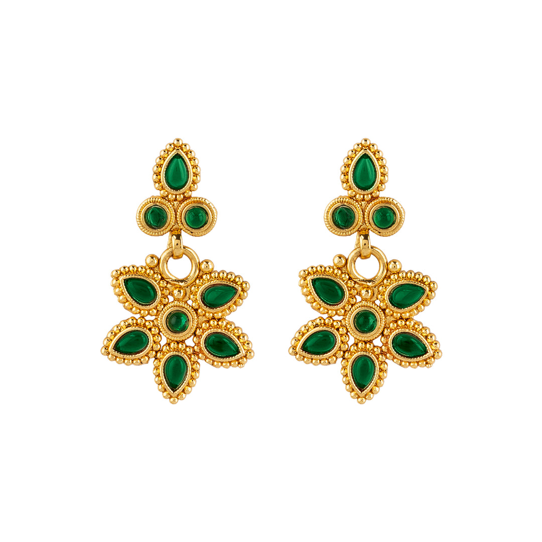 Teejh Tanrika Green Gold Necklace Set