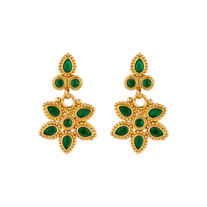 Teejh Tanrika Green Gold Necklace Set