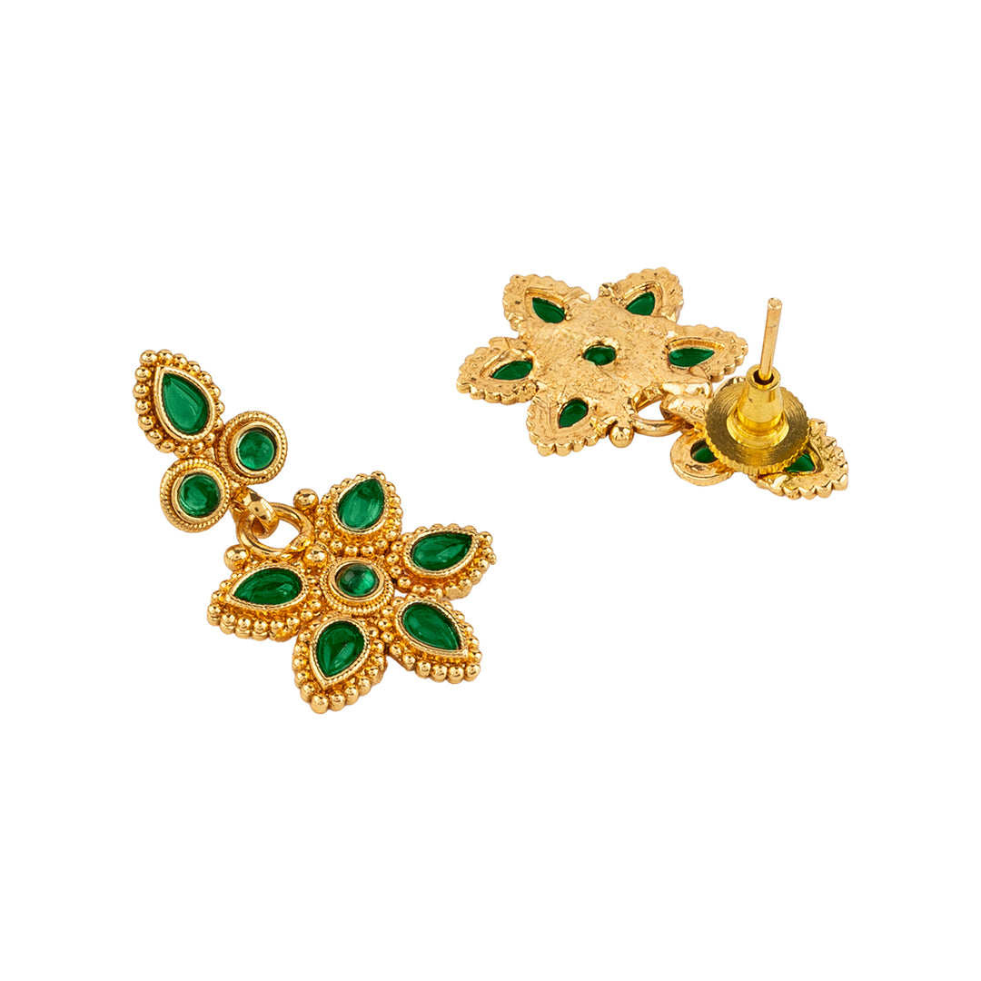 Teejh Tanrika Green Gold Necklace Set