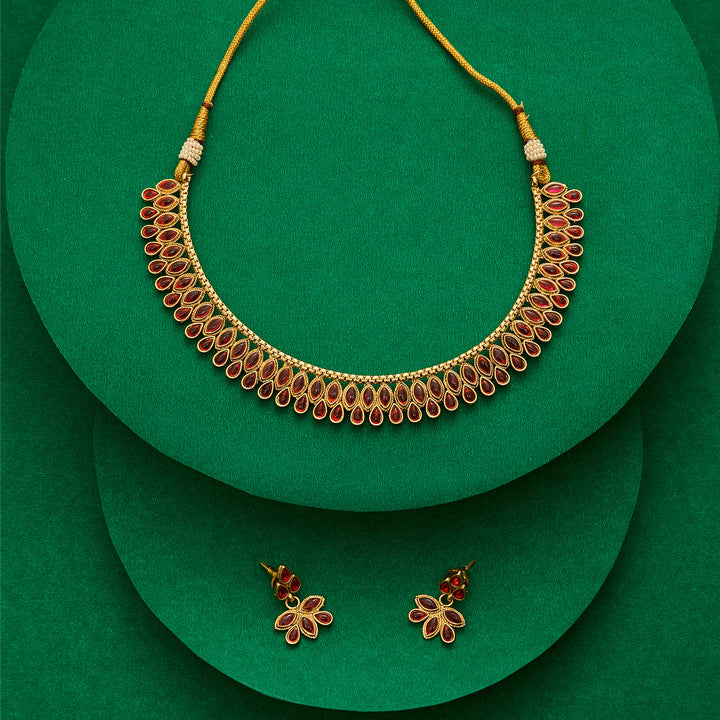 Teejh Falguni Ruby Gold Necklace Set