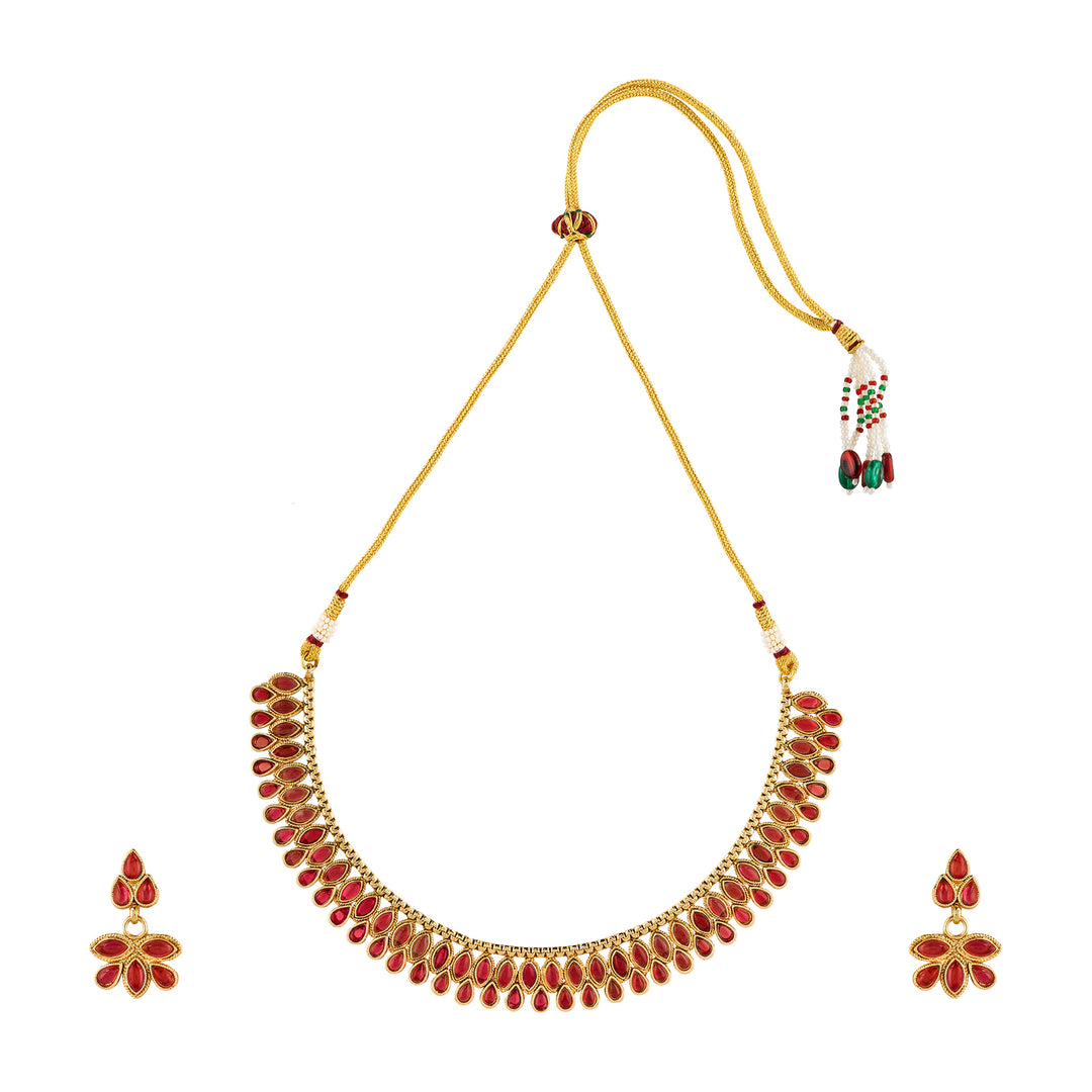 Teejh Falguni Ruby Gold Necklace Set