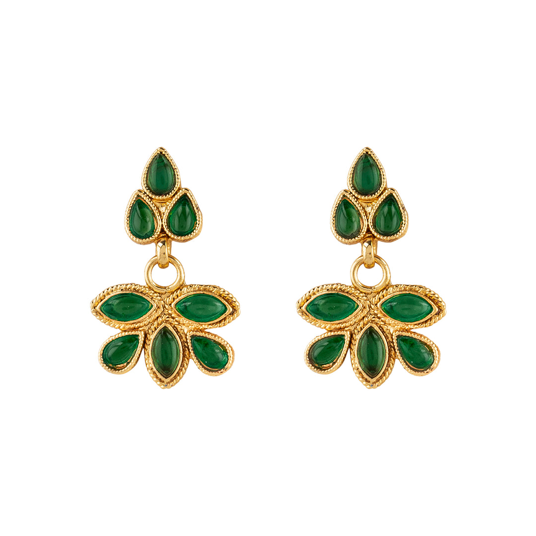 Teejh Mehek Green Gold Necklace Set