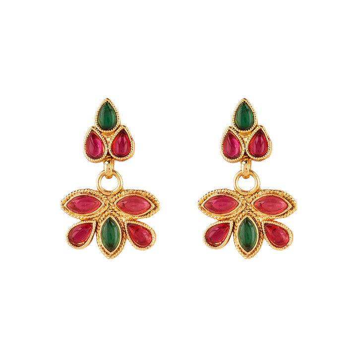 Teejh Hrishita Ruby and Green Gold Necklace Set