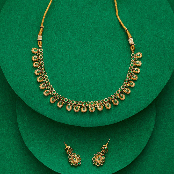 Teejh Farisha Green Gold Necklace Set