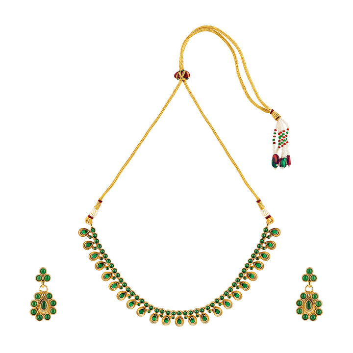 Teejh Farisha Green Gold Necklace Set