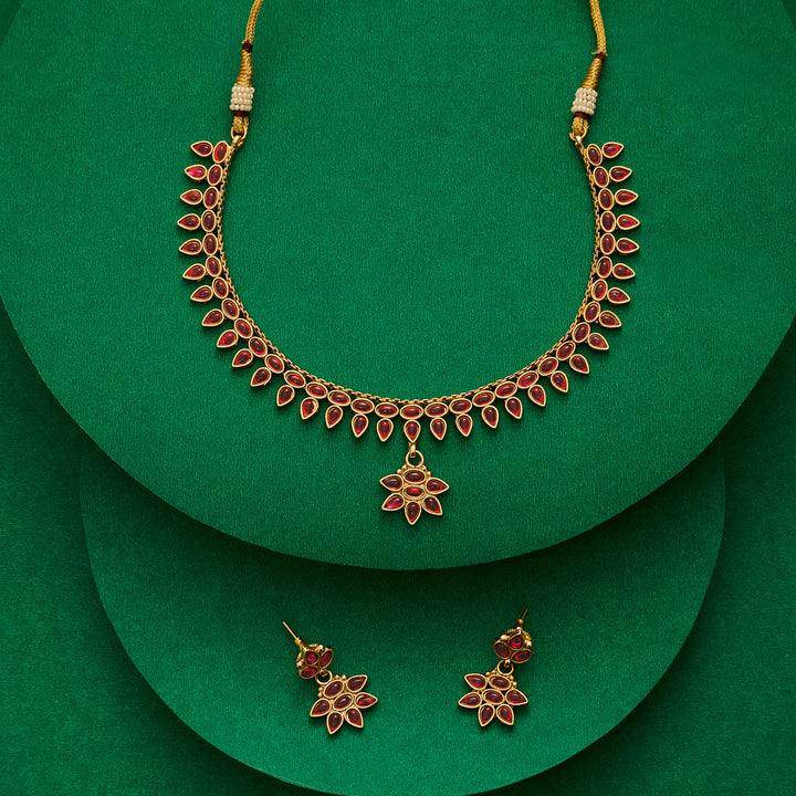 Teejh Gauranshi Ruby Gold Necklace Set