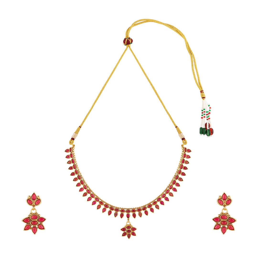 Teejh Gauranshi Ruby Gold Necklace Set