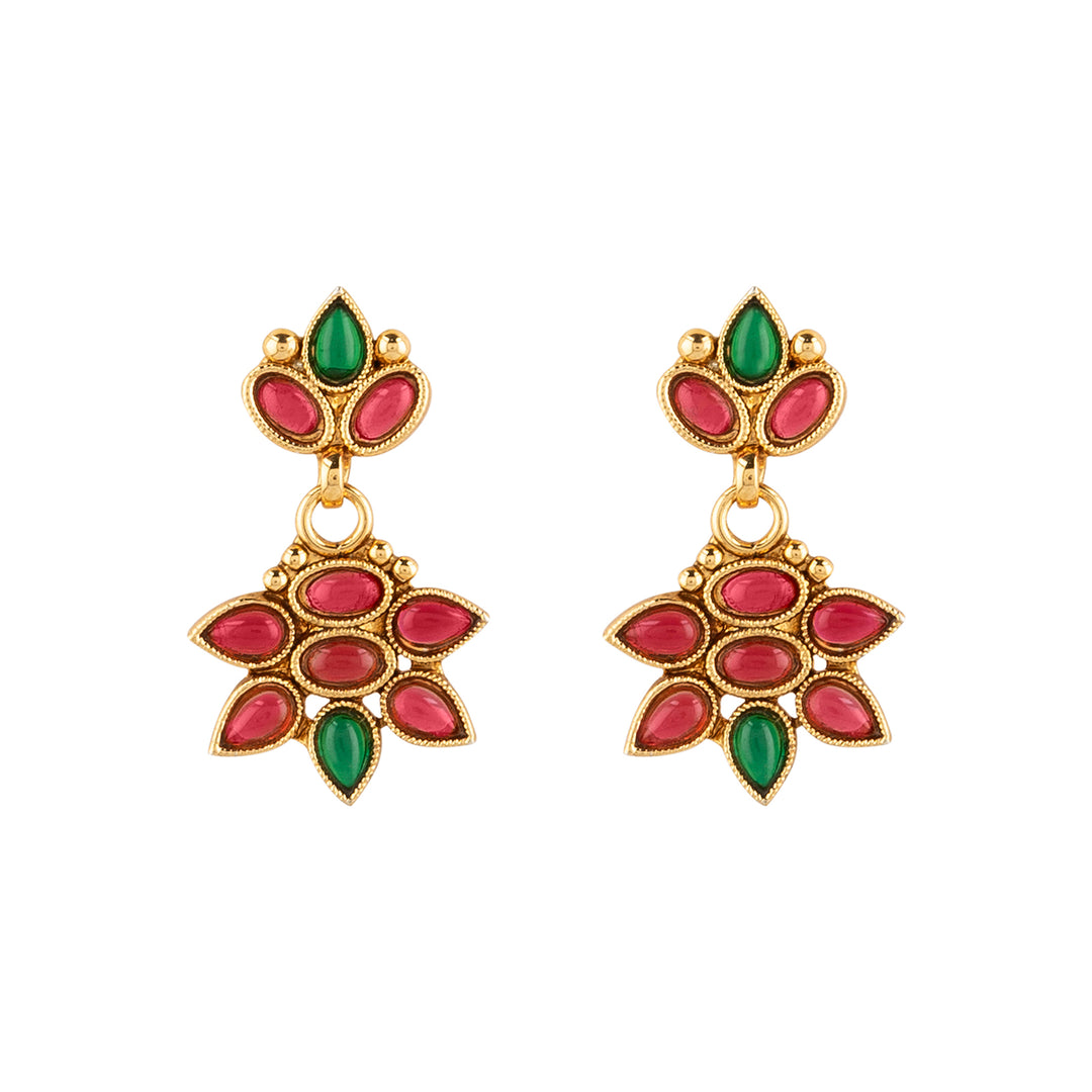 Teejh Yashasvi Red and Green Ruby Gold Necklace Set