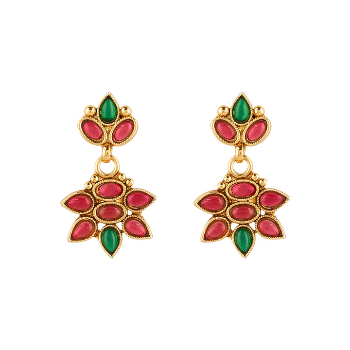 Teejh Yashasvi Red and Green Ruby Gold Necklace Set
