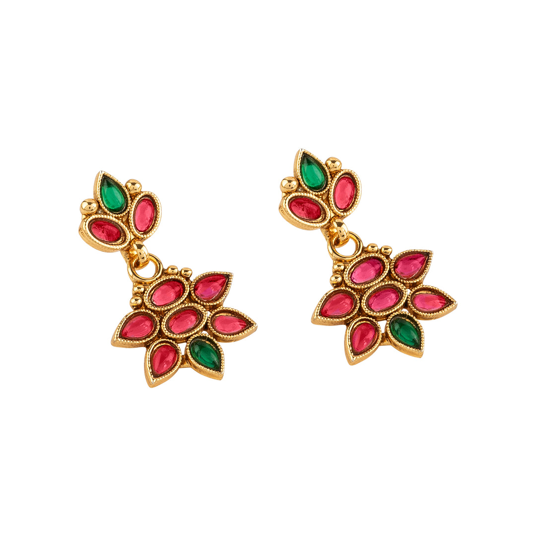 Teejh Yashasvi Red and Green Ruby Gold Necklace Set