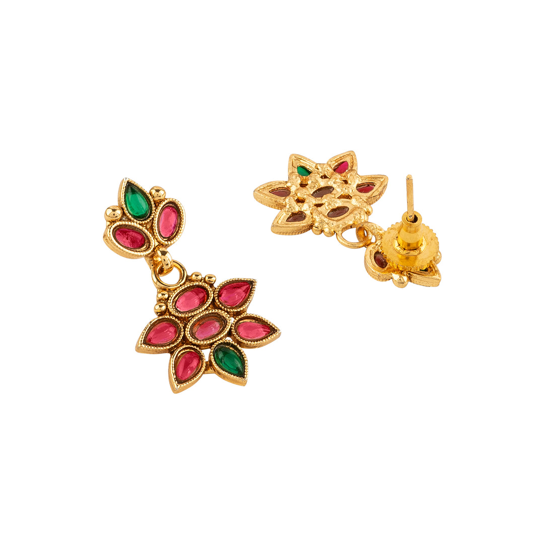 Teejh Yashasvi Red and Green Ruby Gold Necklace Set