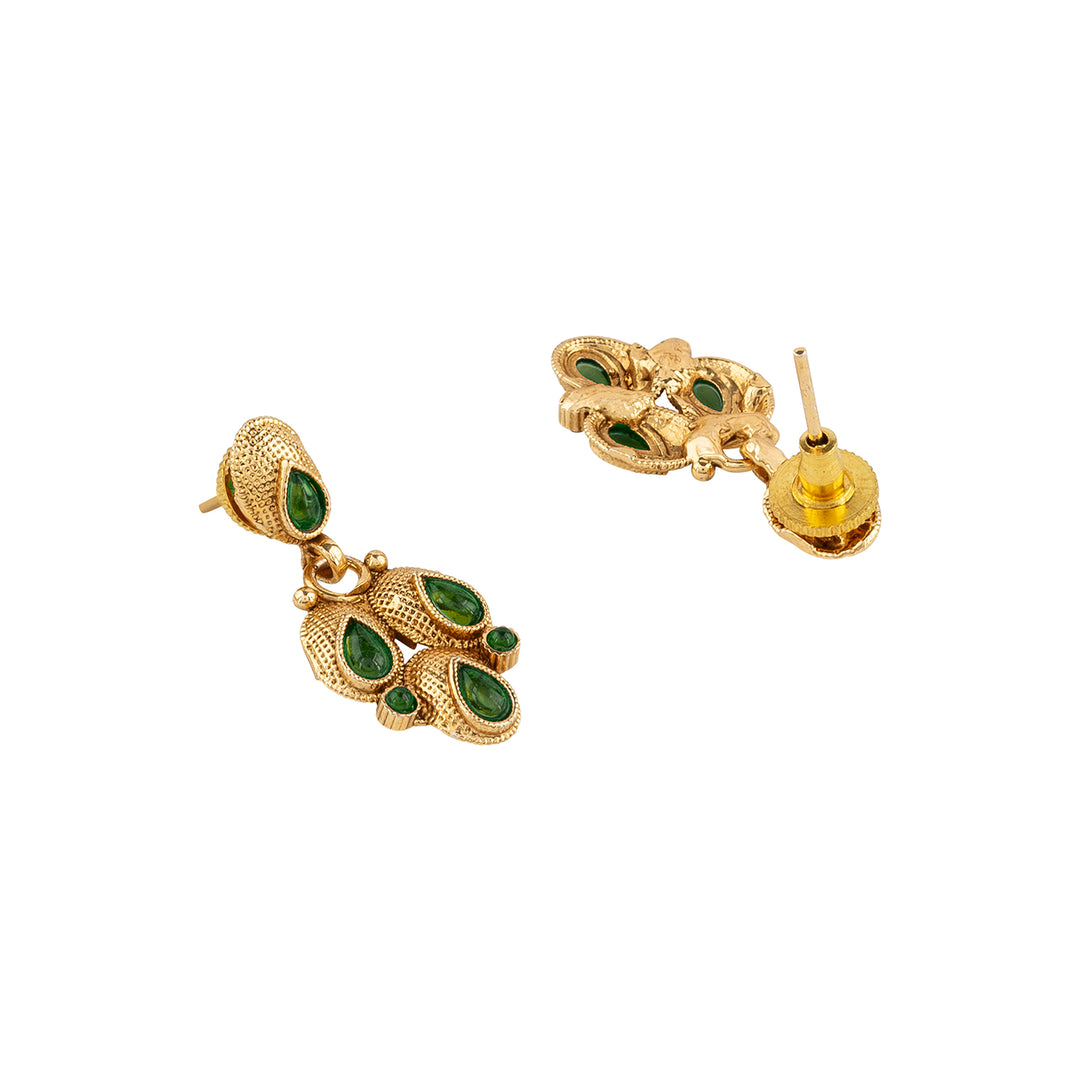 Teejh Chitrangada Green Gold Necklace Set