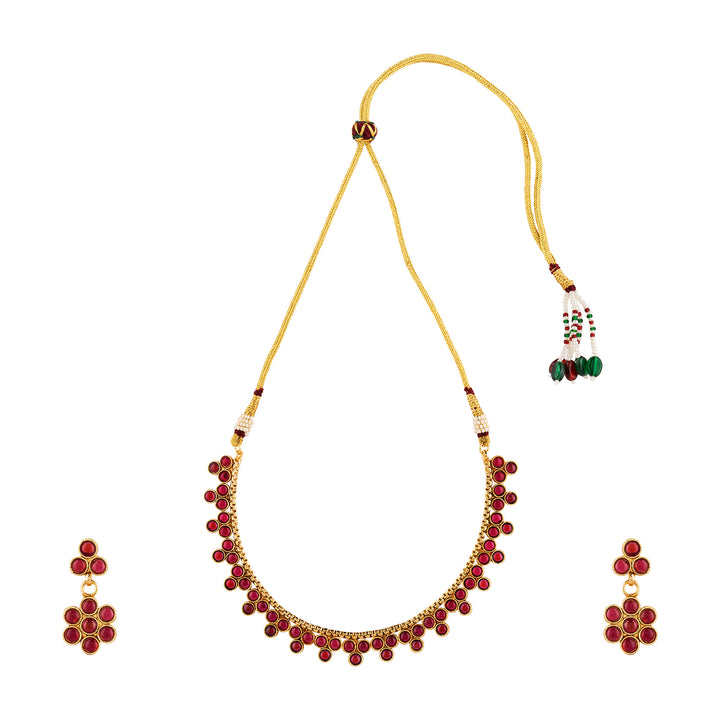 Teejh Vismaya Ruby Gold Necklace Set