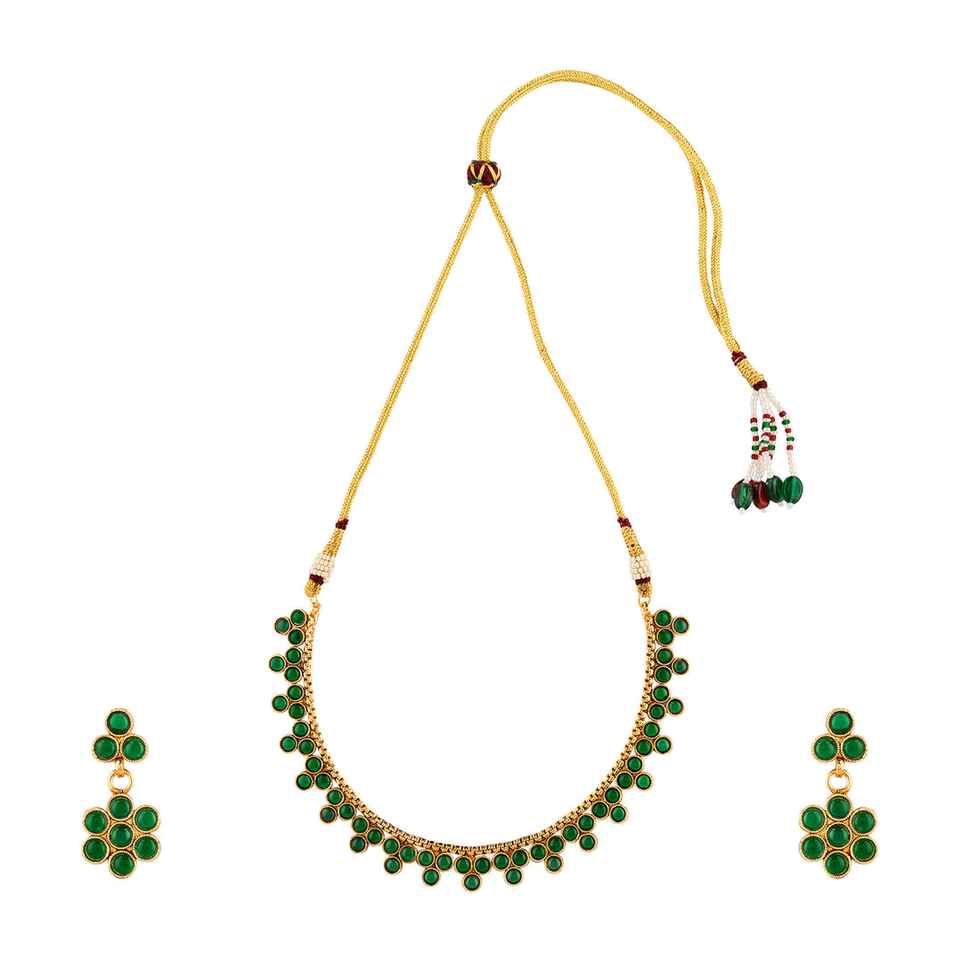 Teejh Madhulika Green Gold Necklace Set