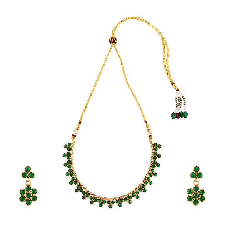Teejh Madhulika Green Gold Necklace Set