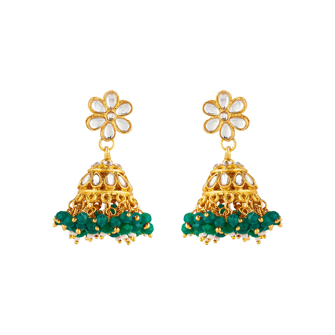 Teejh Tithi Green Gold Necklace Set