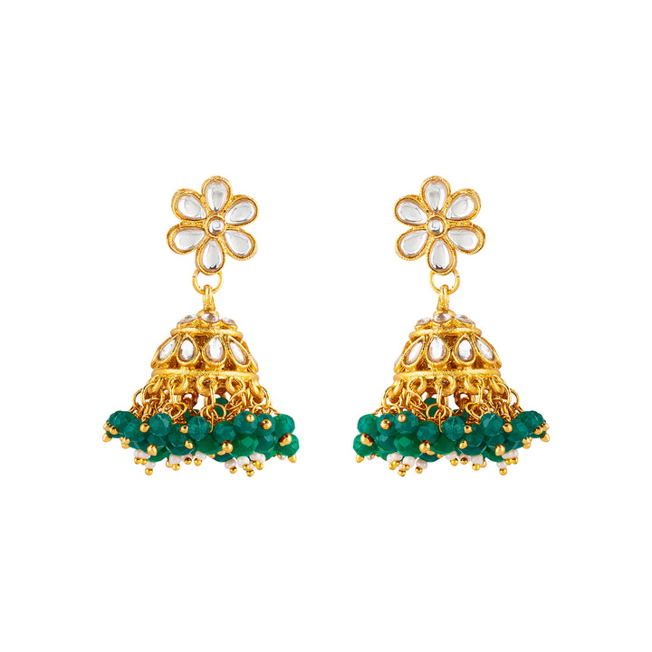 Teejh Tithi Green Gold Necklace Set
