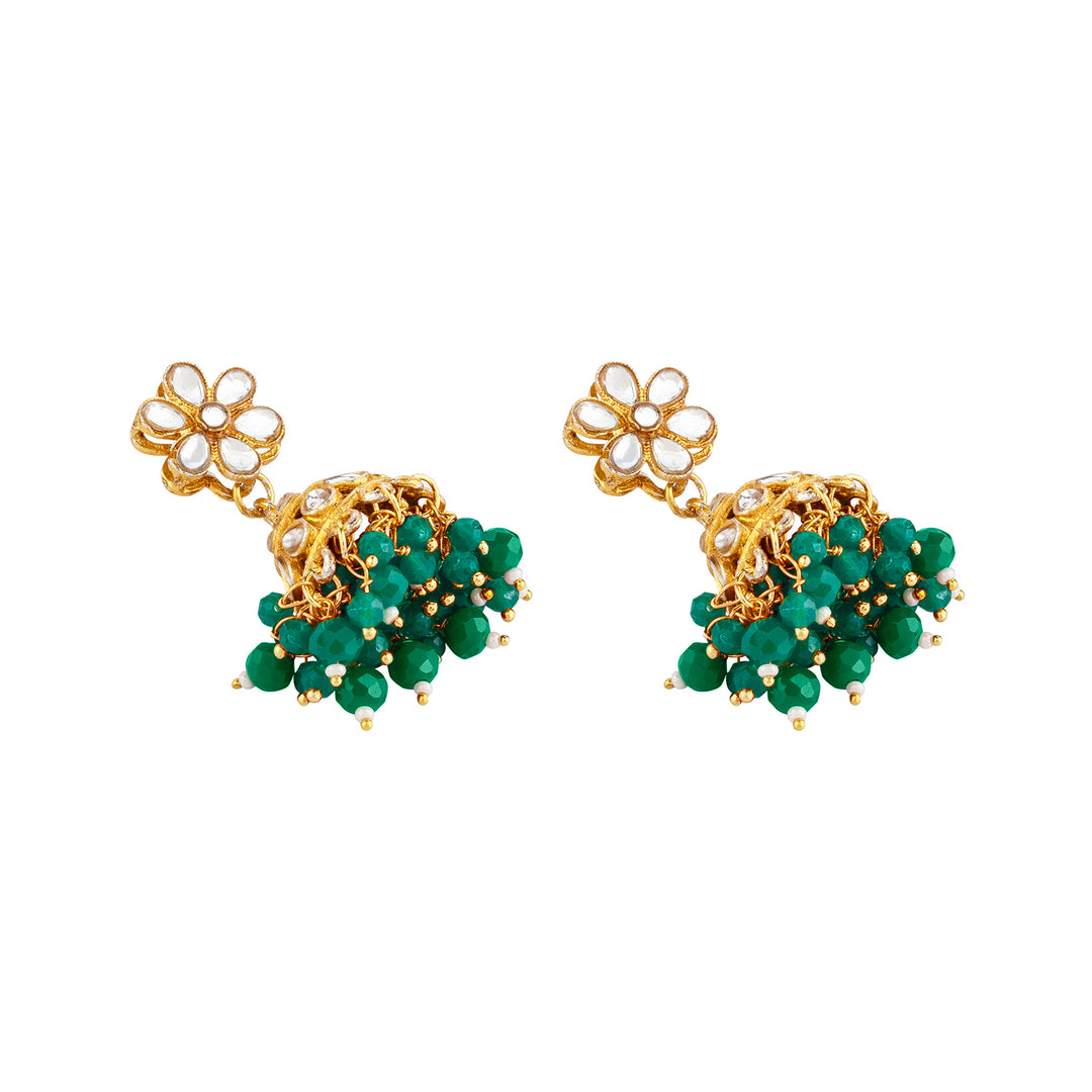 Teejh Tithi Green Gold Necklace Set