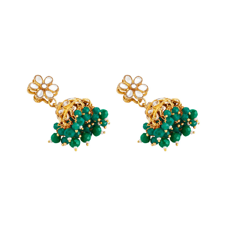 Teejh Tithi Green Gold Necklace Set