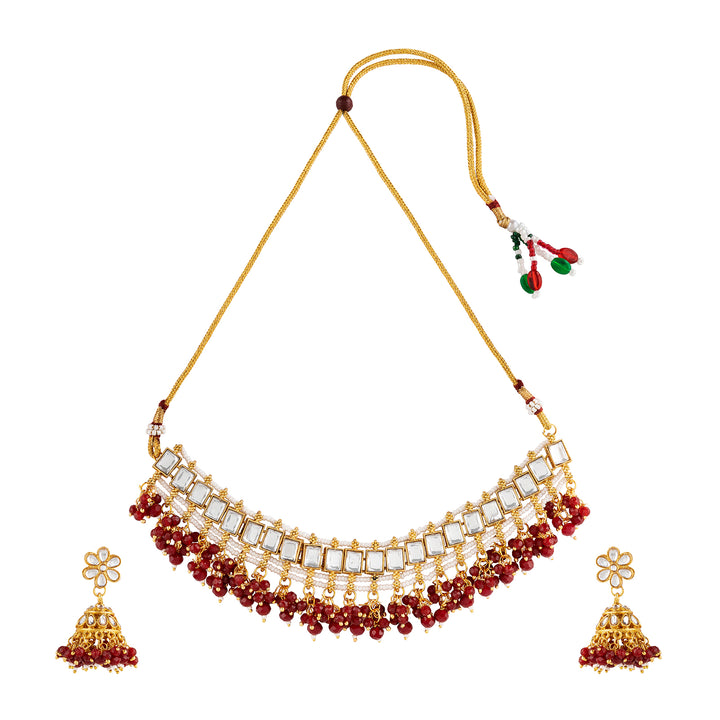 Teejh Shivanya Ruby Gold Necklace Set