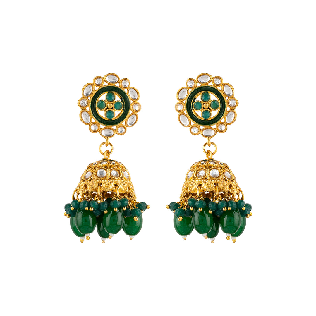 Teejh Radhya Green Gold Necklace Set