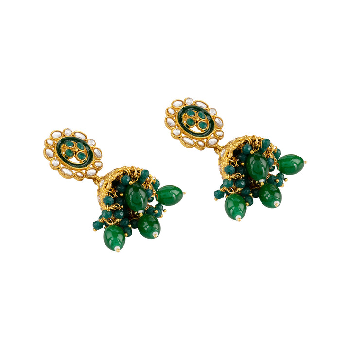 Teejh Radhya Green Gold Necklace Set
