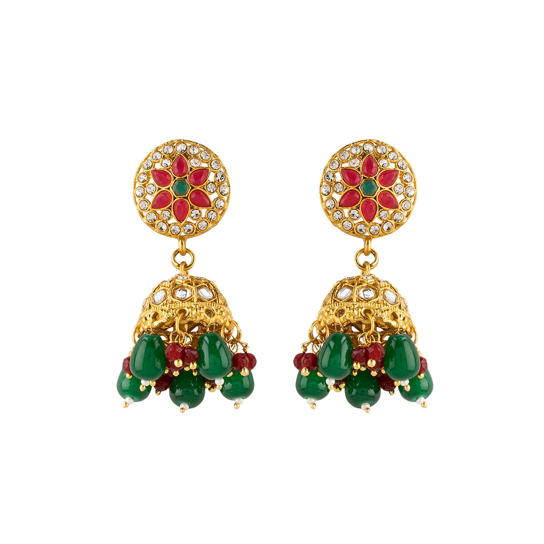 Teejh Shobita Red and Green Necklace Set