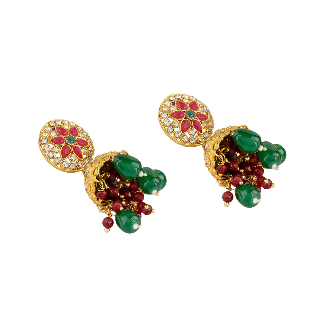 Teejh Shobita Red and Green Necklace Set
