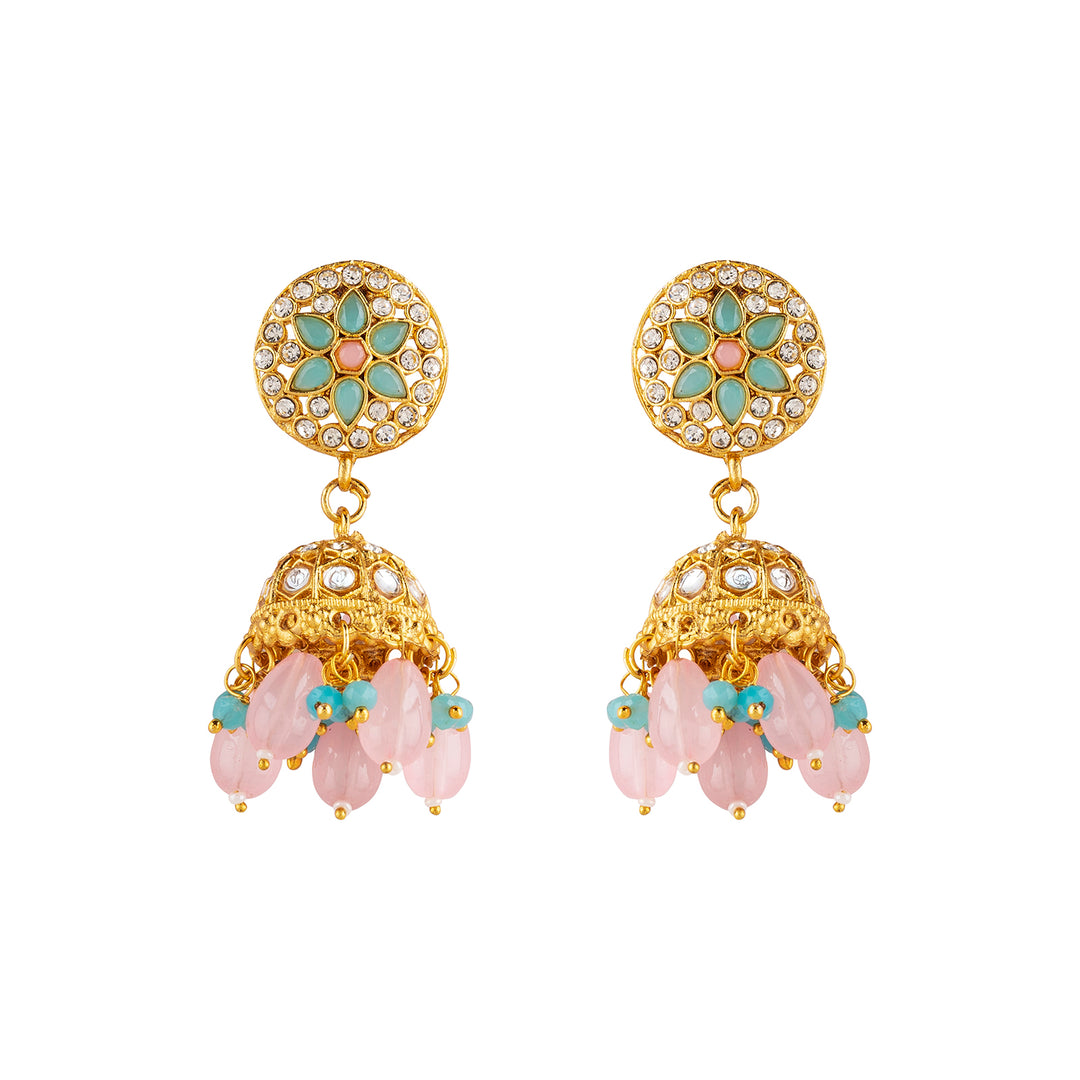 Teejh Nabhya Blue and Pink Gold Necklace Set