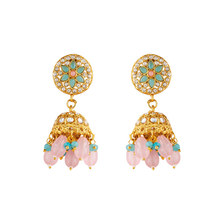Teejh Nabhya Blue and Pink Gold Necklace Set