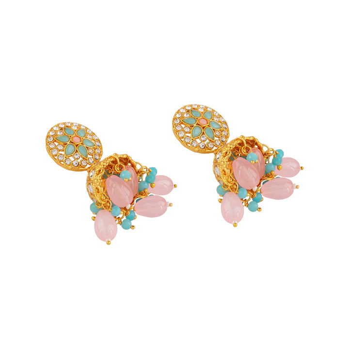 Teejh Nabhya Blue and Pink Gold Necklace Set