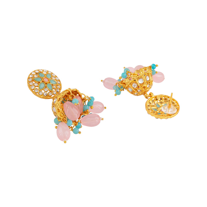 Teejh Nabhya Blue and Pink Gold Necklace Set