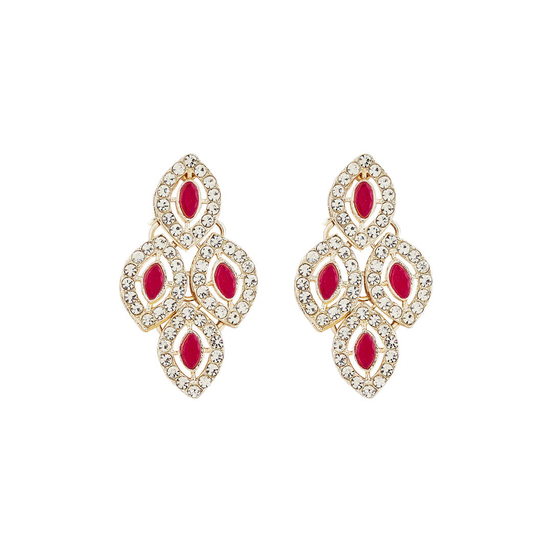 Teejh Kiya Silver Red Necklace Set