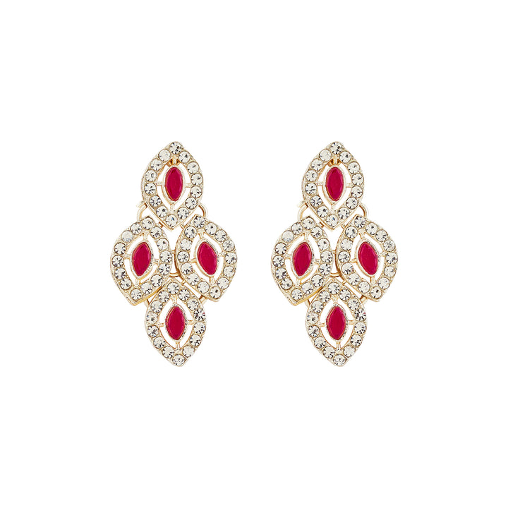 Teejh Kiya Silver Red Necklace Set