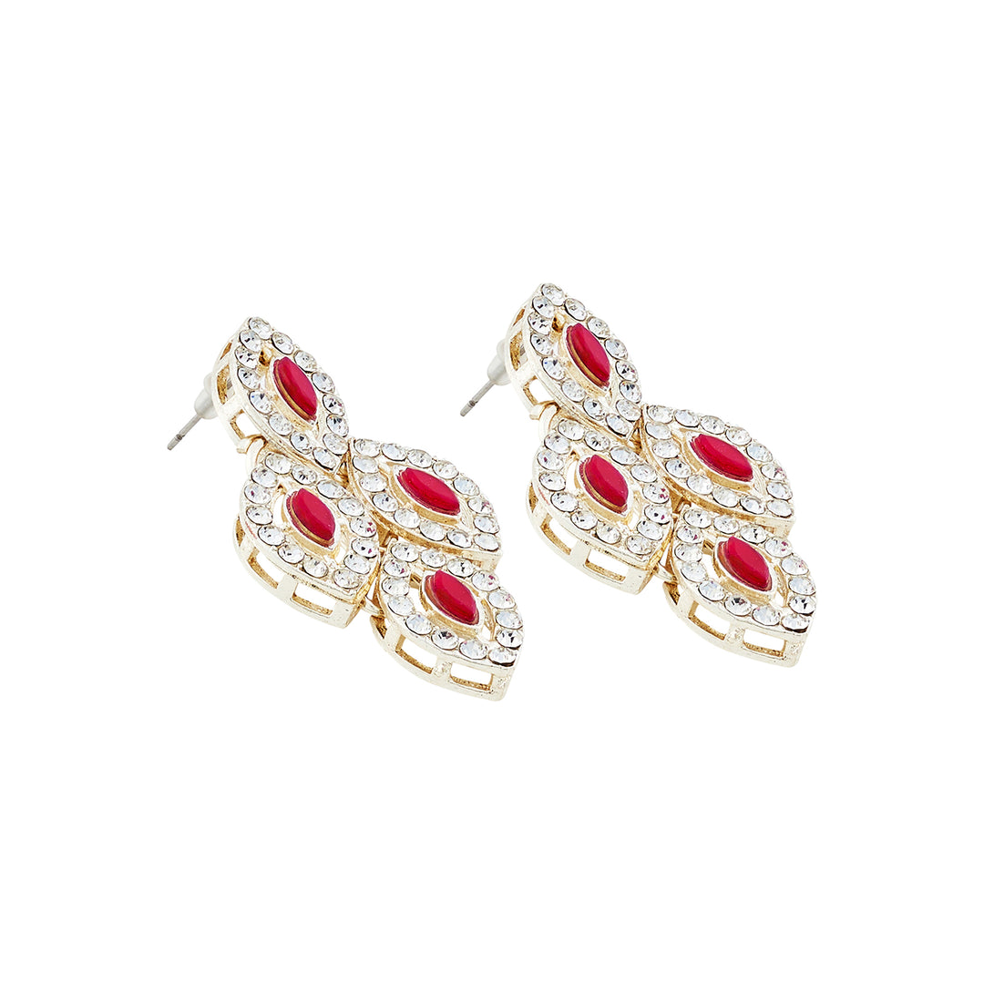 Teejh Kiya Silver Red Necklace Set