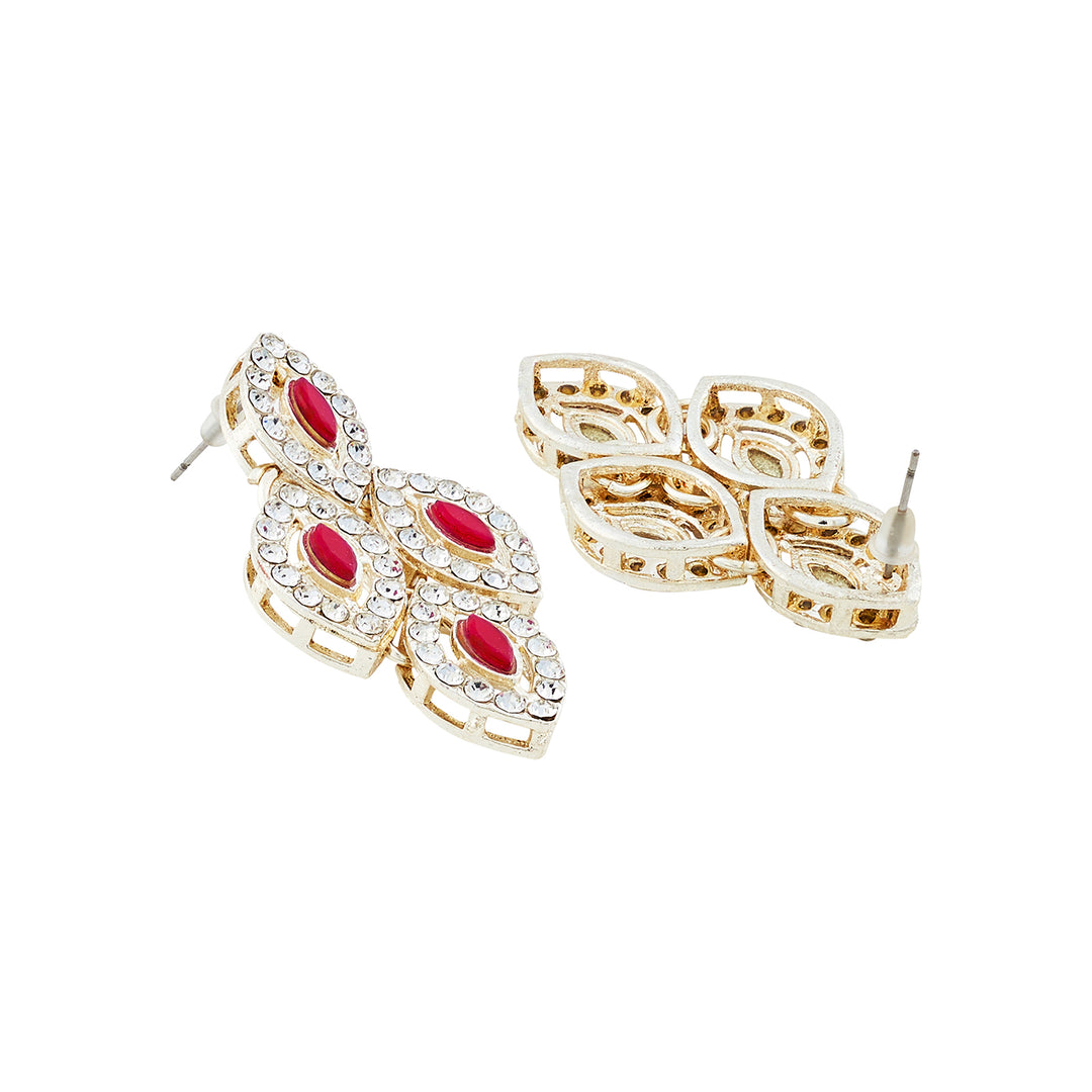 Teejh Kiya Silver Red Necklace Set