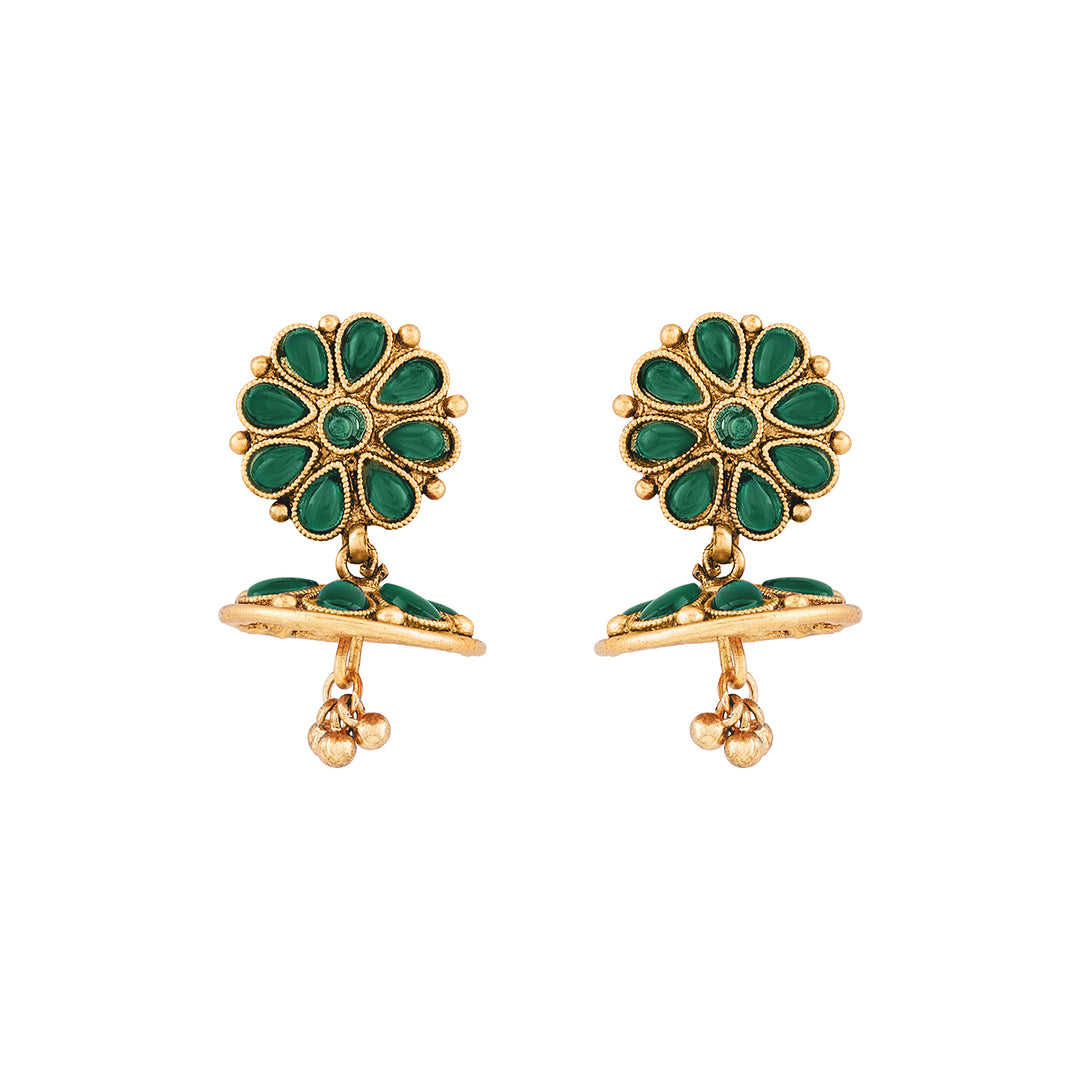 Teejh Anvitha Gold Finish Green Necklace Set