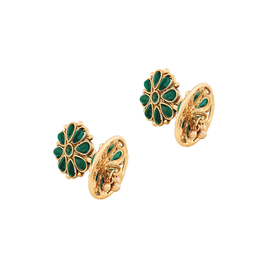 Teejh Anvitha Gold Finish Green Necklace Set