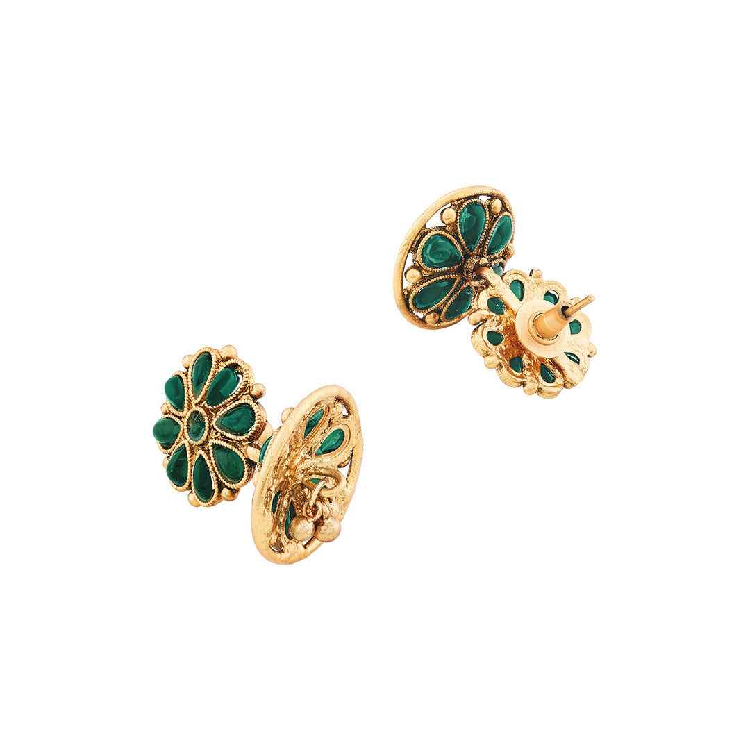 Teejh Anvitha Gold Finish Green Necklace Set