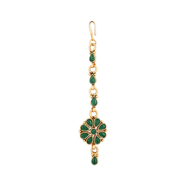 Teejh Anvitha Gold Finish Green Necklace Set