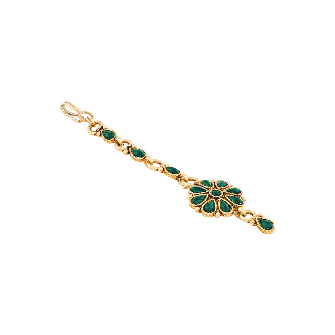 Teejh Anvitha Gold Finish Green Necklace Set
