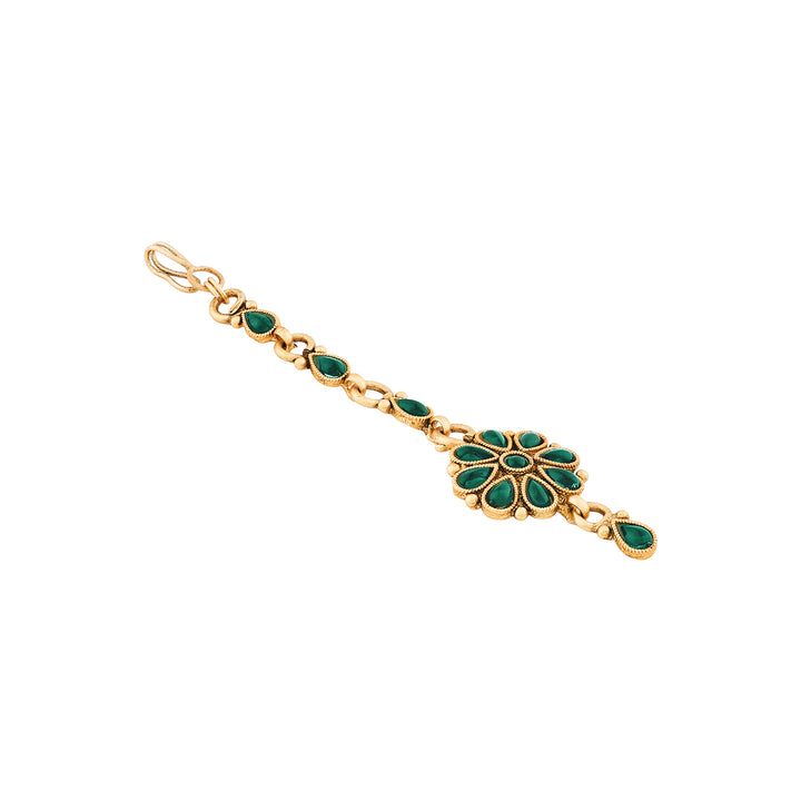 Teejh Anvitha Gold Finish Green Necklace Set