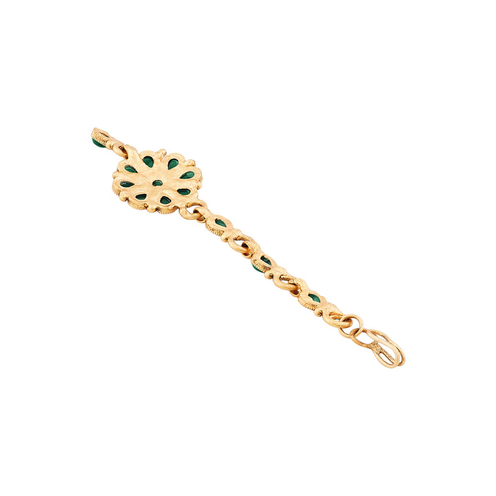Teejh Anvitha Gold Finish Green Necklace Set