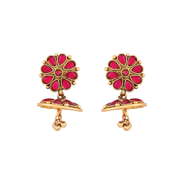 Teejh Anvitha Gold Finish Red Necklace Set
