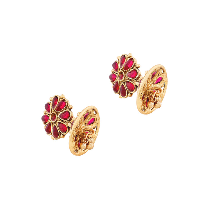 Teejh Anvitha Gold Finish Red Necklace Set