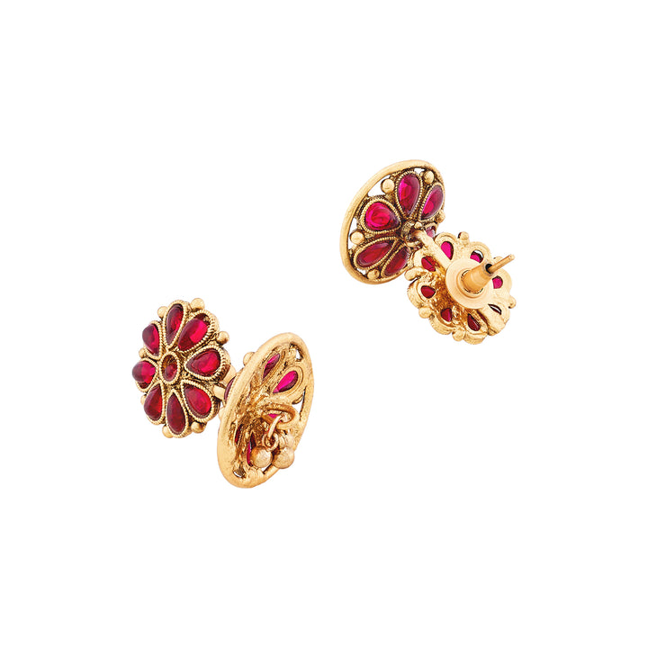Teejh Anvitha Gold Finish Red Necklace Set