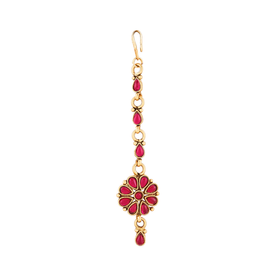 Teejh Anvitha Gold Finish Red Necklace Set