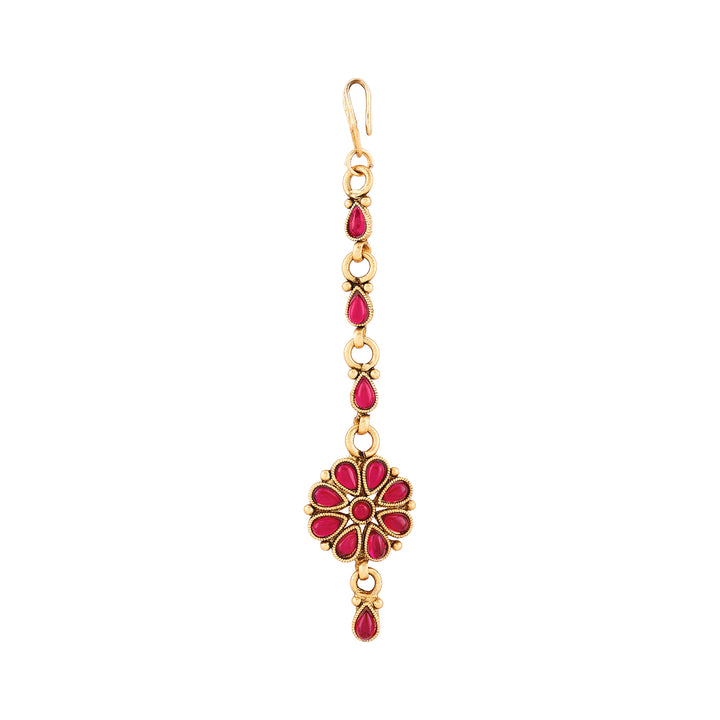 Teejh Anvitha Gold Finish Red Necklace Set