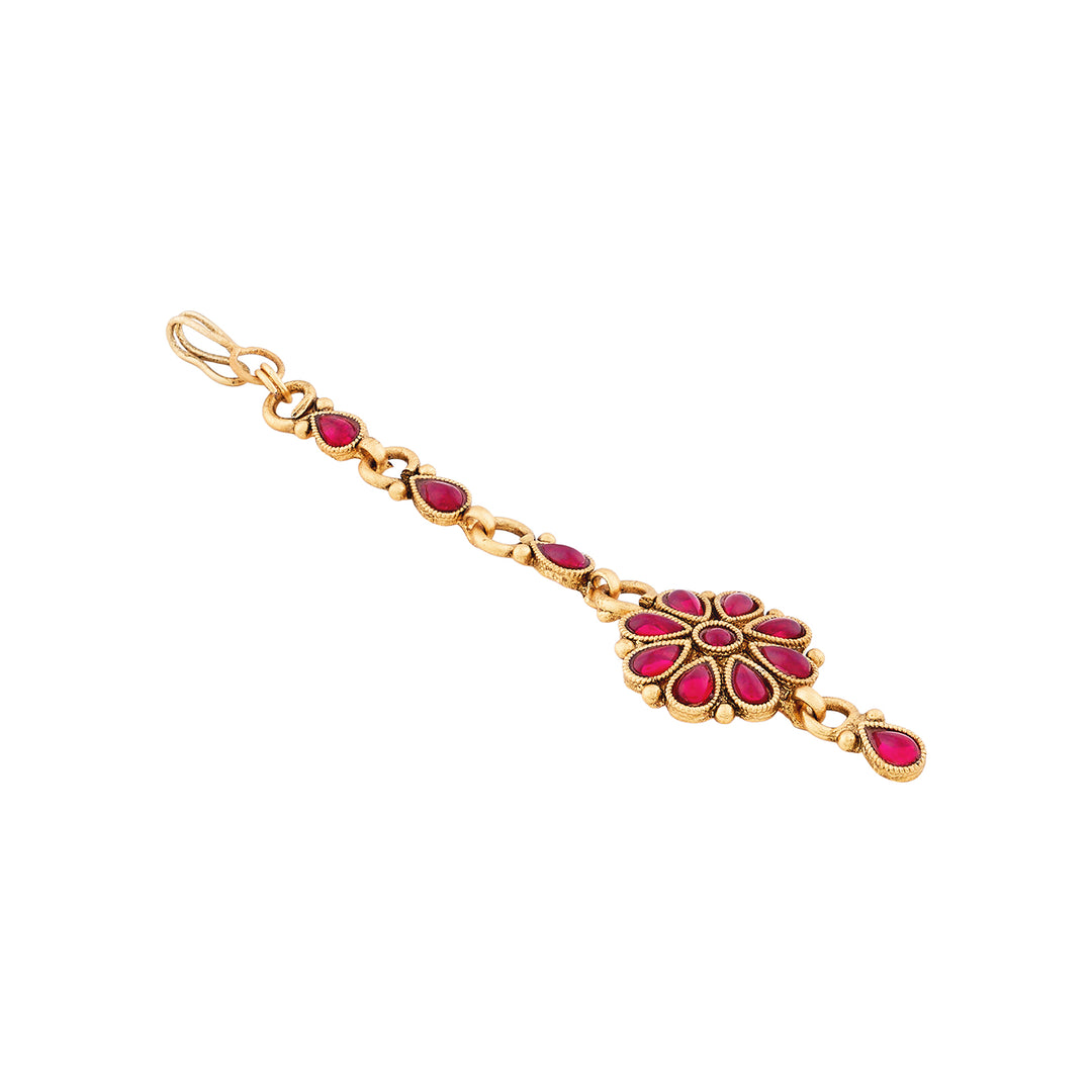 Teejh Anvitha Gold Finish Red Necklace Set